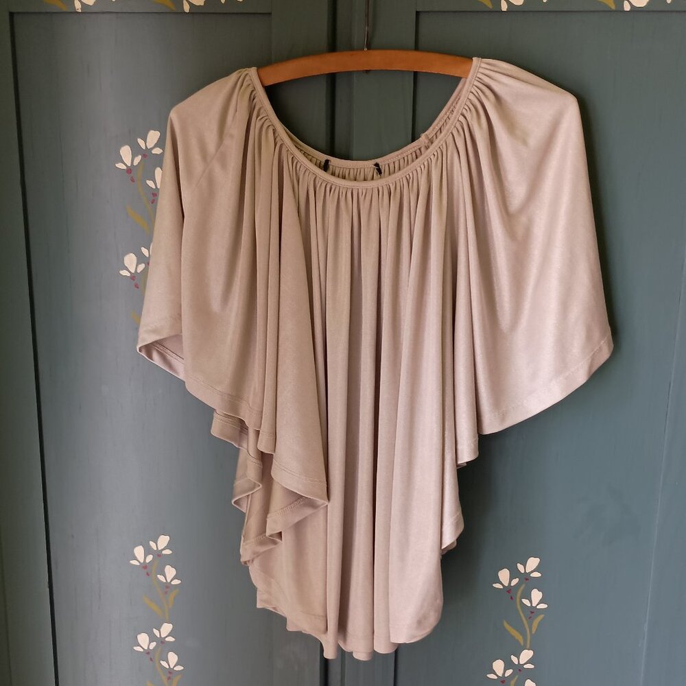 Shimmery Dolman Sleeve Scoop Neck Woman's Dress Top Size M